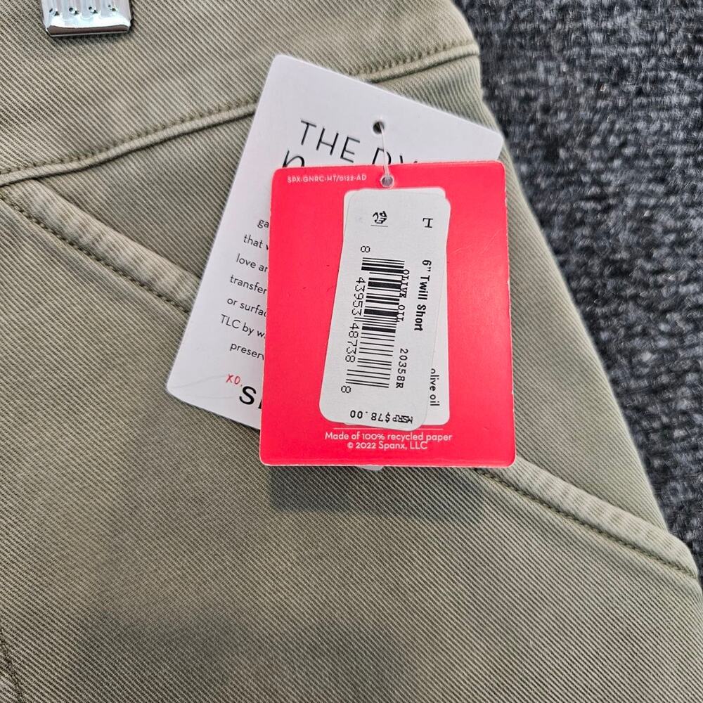 NWT SPANX The Perfect 6" Twill Utility Shorts Olive green Size Large - Picture 8 of 8